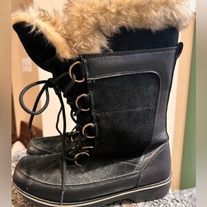 Women's Black FAUX-Fur-Lined Winter Boots